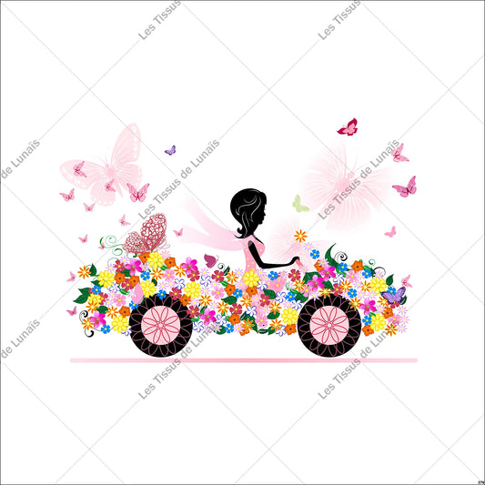 PANNEAU 279 mode femme girly fleur voiture - 9 matières - 7 dimensions - au choix - Idéal pour vos Créations Couture !