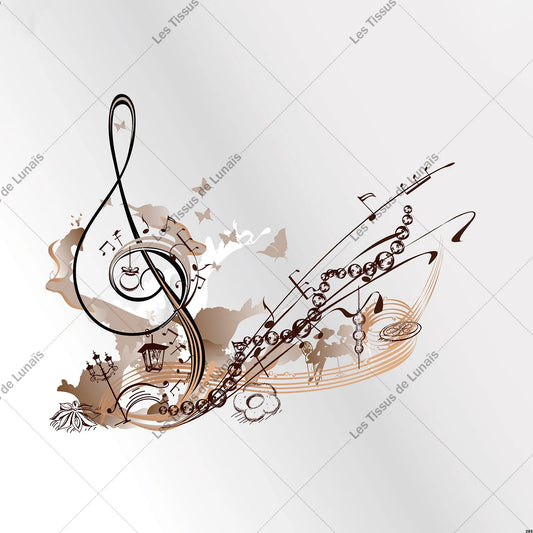 PANNEAU 283 musique note - 9 matières - 7 dimensions - au choix - Idéal pour vos Créations Couture !