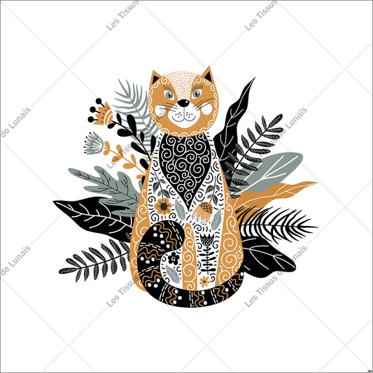 PANNEAU 287 animal chat fleur - 9 matières - 7 dimensions - au choix - Idéal pour vos Créations Couture !