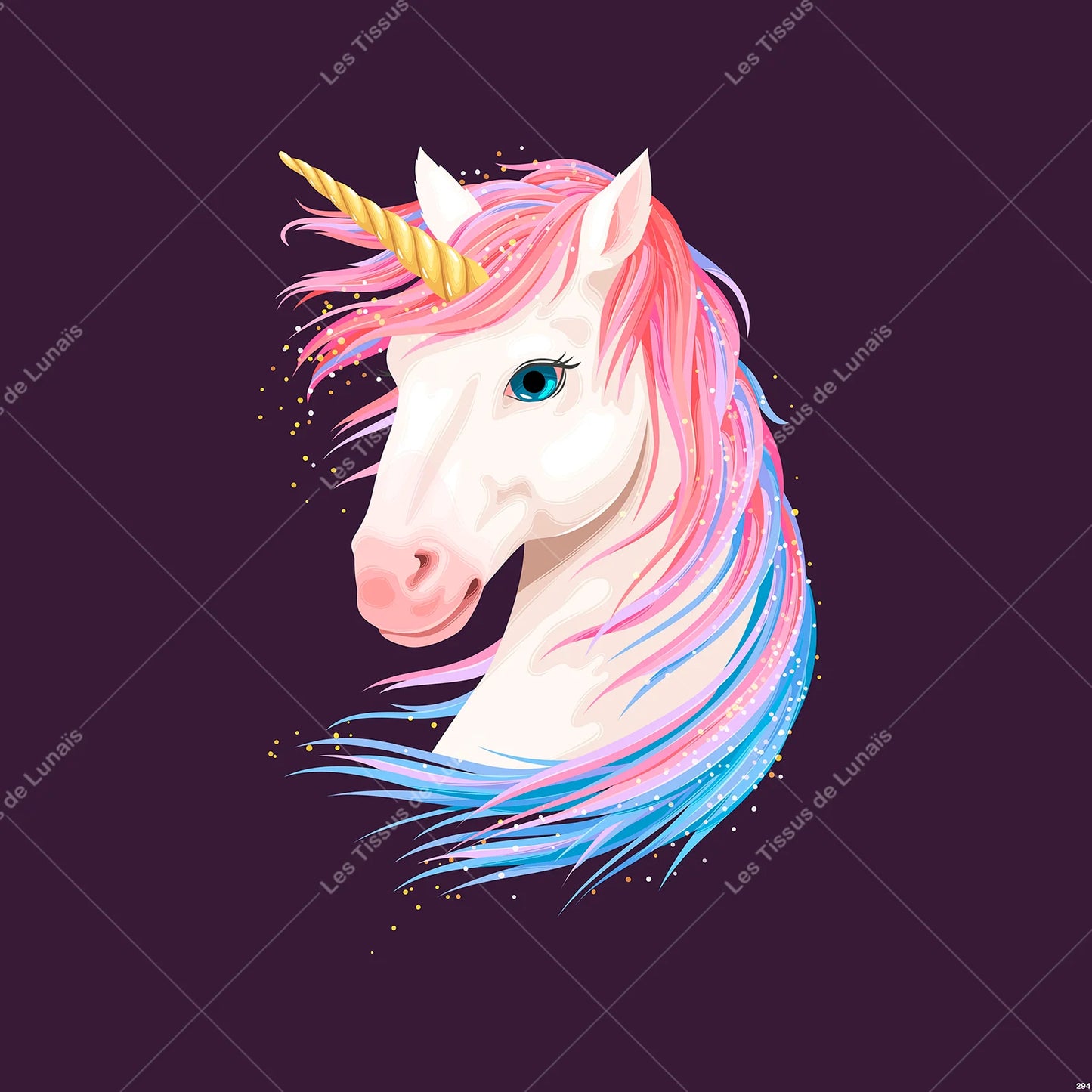 PANNEAU 294 enfant licorne rose bleu - 9 matières - 7 dimensions - au choix - Idéal pour vos Créations Couture !