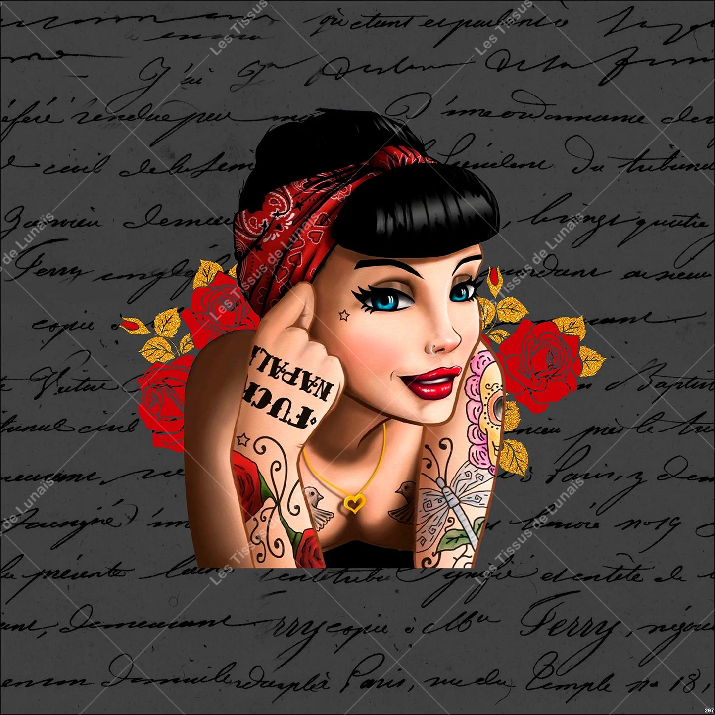 PANNEAU 297 mode femme girly pinup - 9 matières - 7 dimensions - au choix - Idéal pour vos Créations Couture !