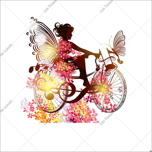 PANNEAU 304 mode femme girly vélo fleur aile - 9 matières - 7 dimensions - au choix - Idéal pour vos Créations Couture !