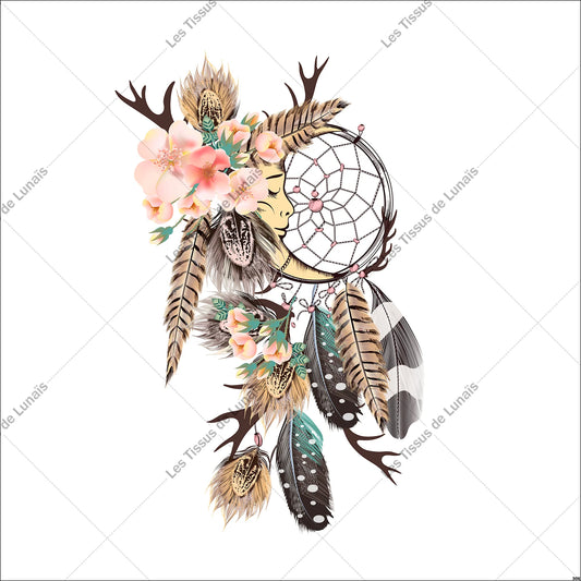 PANNEAU 306 attrape rêve fleur plume boho - 9 matières - 7 dimensions - au choix - Idéal pour vos Créations Couture !