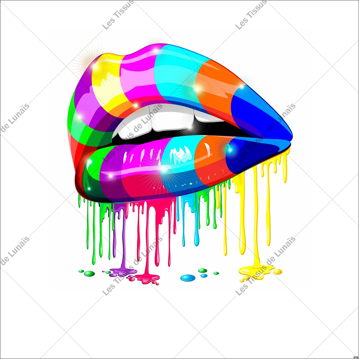 PANNEAU 310 bouche colorée fond blanc - 9 matières - 7 dimensions - au choix - Idéal pour vos Créations Couture !