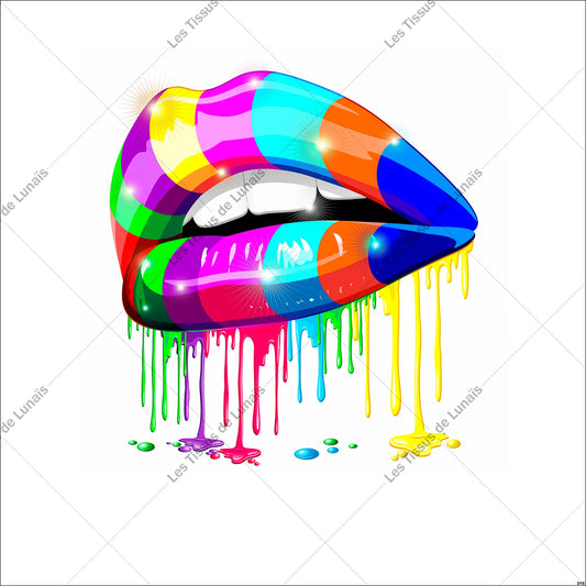 PANNEAU 310 bouche colorée fond blanc - 9 matières - 7 dimensions - au choix - Idéal pour vos Créations Couture !