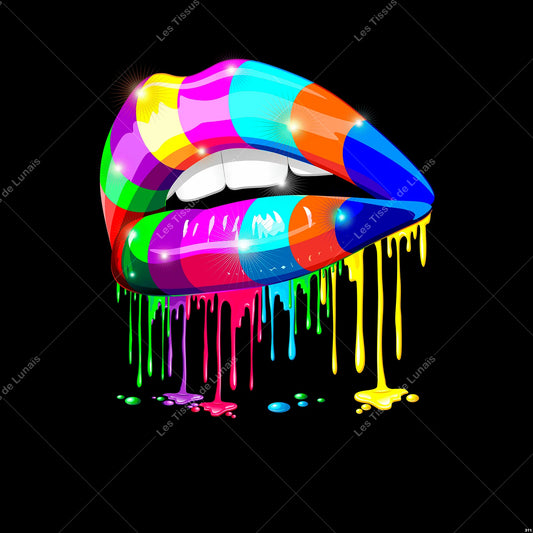 PANNEAU 311 bouche colorée fond noir - 9 matières - 7 dimensions - au choix - Idéal pour vos Créations Couture !
