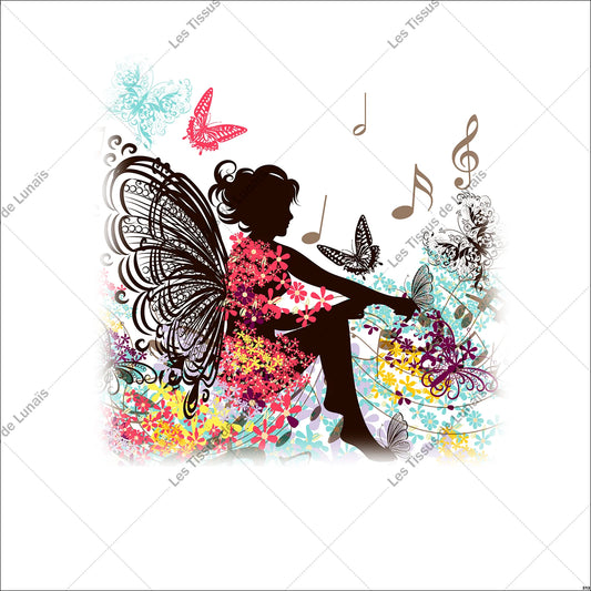 PANNEAU 313 femme mode girly insecte papillon fleurs aile - 9 matières - 7 dimensions - au choix - Idéal pour vos Créations Couture !