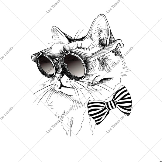 PANNEAU 321 animal chat lunettes noeud - 9 matières - 7 dimensions - au choix - Idéal pour vos Créations Couture !
