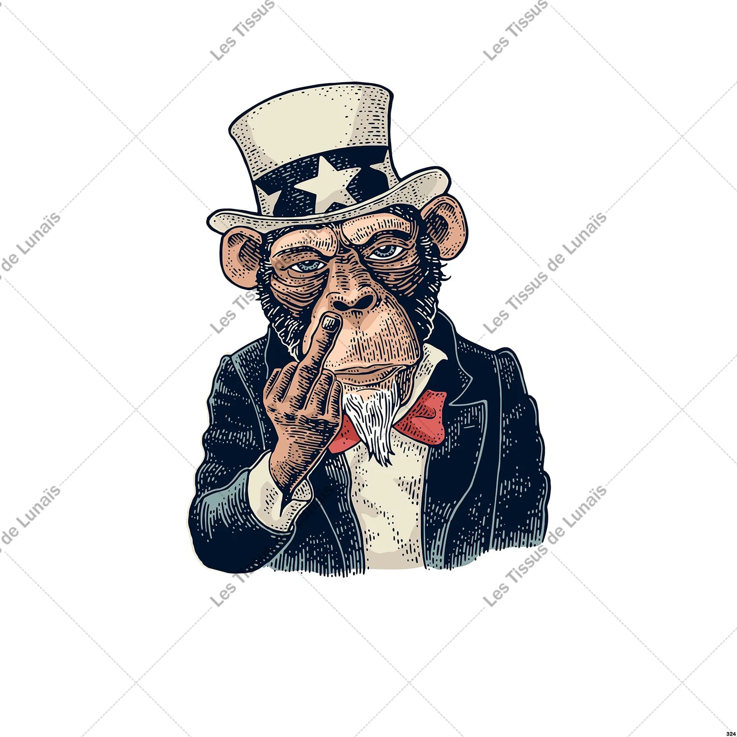 PANNEAU 324 humou singe animal doigt d'honneur - 9 matières - 7 dimensions - au choix - Idéal pour vos Créations Couture !