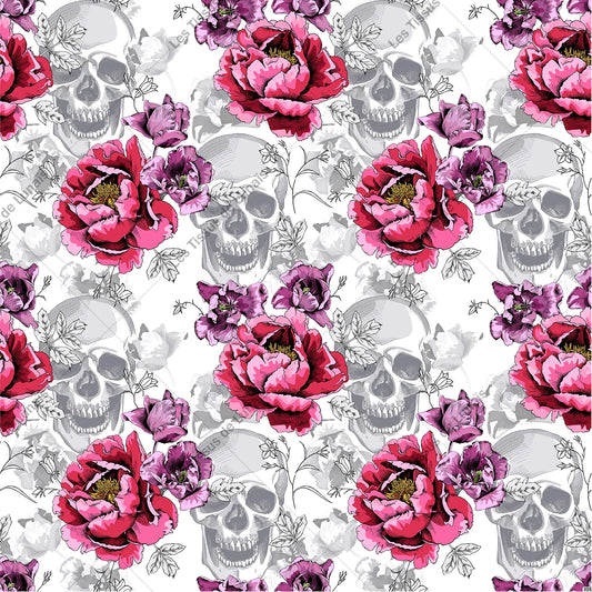PANNEAU 325 crâne tête de mort fleur - 9 matières - 7 dimensions - au choix - Idéal pour vos Créations Couture !