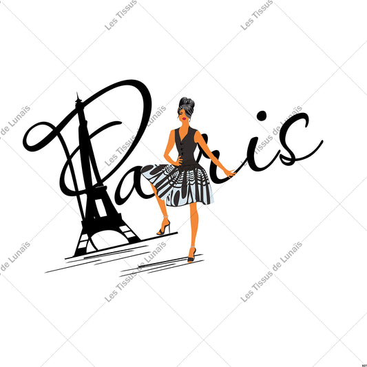 PANNEAU 327 femme mode girly Paris chic Tours Eiffel - 9 matières - 7 dimensions - au choix - Idéal pour vos Créations Couture !