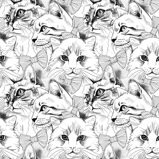 PANNEAU 328 animal chat noir et blanc - 9 matières - 7 dimensions - au choix - Idéal pour vos Créations Couture !