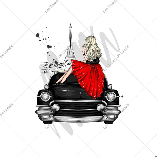 PANNEAU 332 femme mode girly voiture Tour Eiffel Paris - 9 matières - 7 dimensions - au choix - Idéal pour vos Créations Couture !