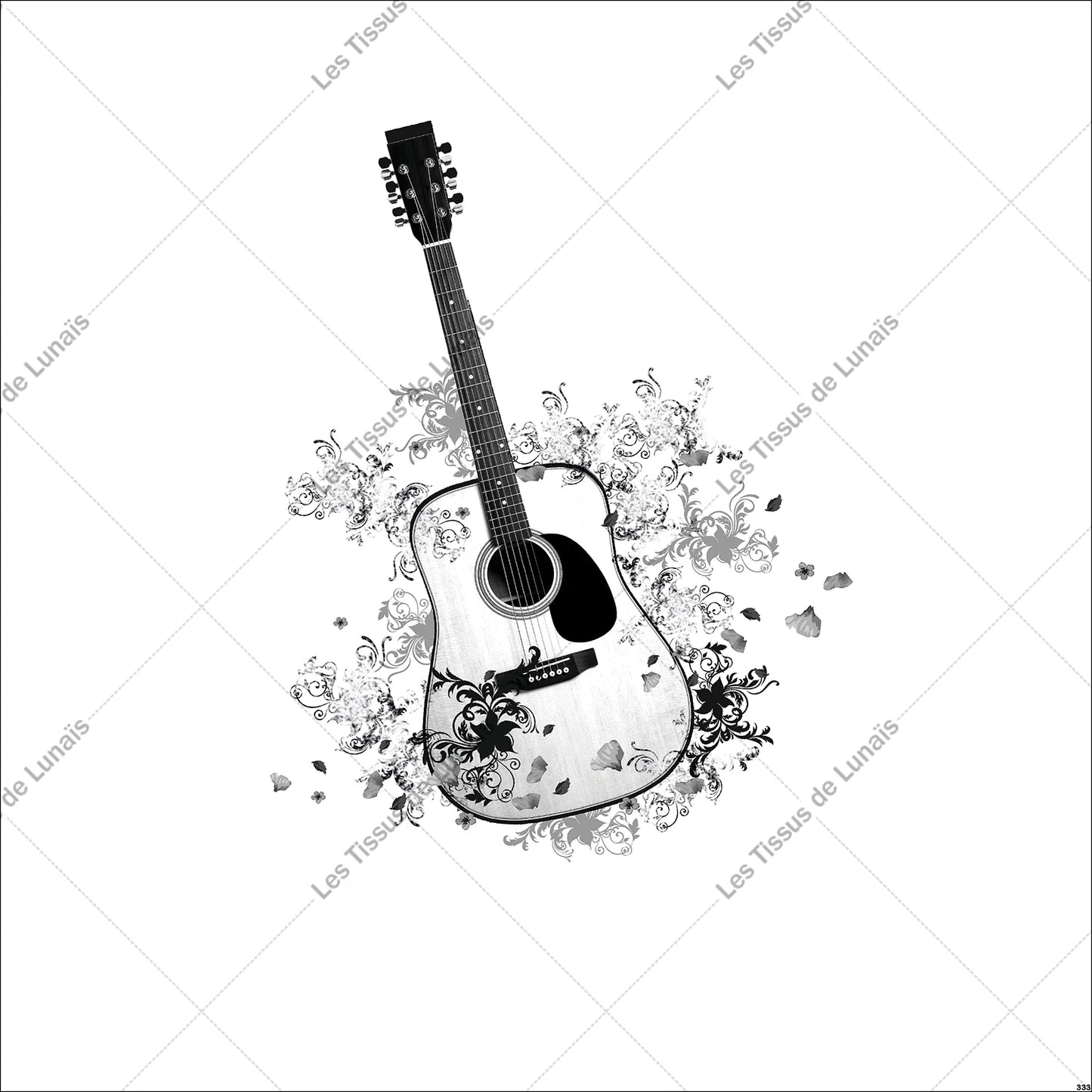PANNEAU 333 musique guitare - 9 matières - 7 dimensions - au choix - Idéal pour vos Créations Couture !