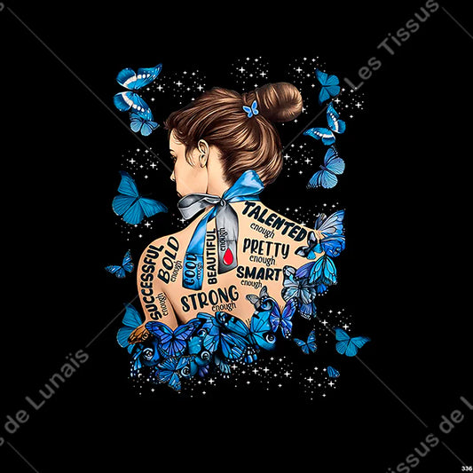 PANNEAU 336 femme mode girly insectes papillons dos tatouage - 9 matières - 7 dimensions - au choix - Idéal pour vos Créations Couture !