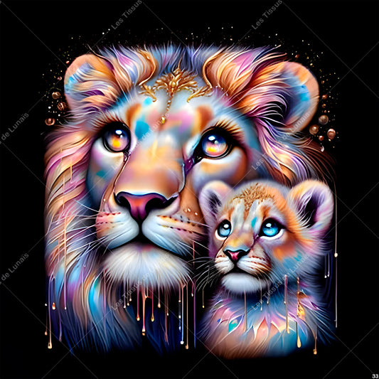 PANNEAU 33 animal lion lionceau - 9 matières - 7 dimensions - au choix - Idéal pour vos Créations Couture !
