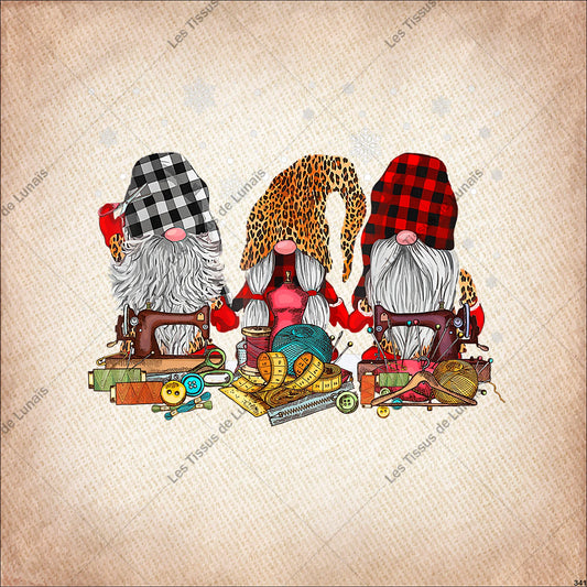 PANNEAU 341 gnome couture - 9 matières - 7 dimensions - au choix - Idéal pour vos Créations Couture !