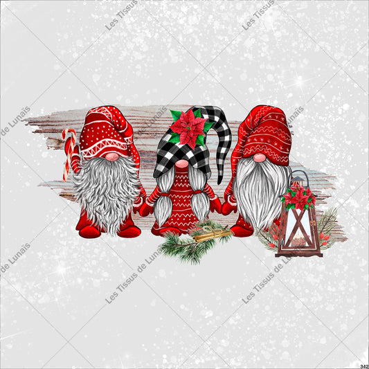 PANNEAU 342 gnome Noël - 9 matières - 7 dimensions - au choix - Idéal pour vos Créations Couture !