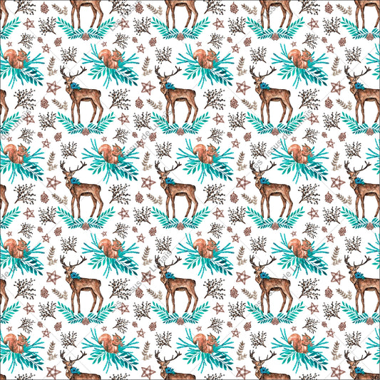 PANNEAU 348 Noël animal cerf - 9 matières - 7 dimensions - au choix - Idéal pour vos Créations Couture !