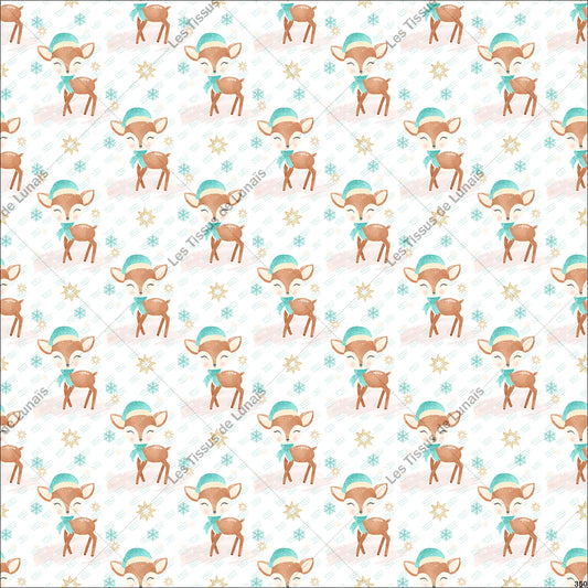 PANNEAU 350 Noël enfant biche - 9 matières - 7 dimensions - au choix - Idéal pour vos Créations Couture !