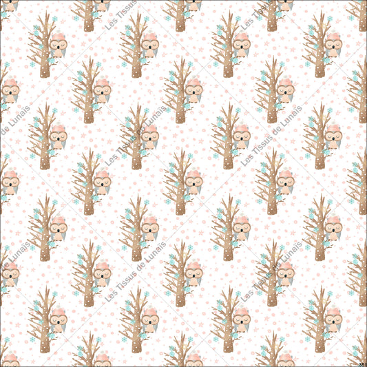PANNEAU 351 Noël enfant hibou chouette - 9 matières - 7 dimensions - au choix - Idéal pour vos Créations Couture !