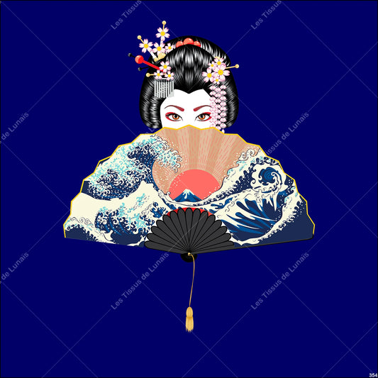 PANNEAU 354 femme geisha japonnaise - 9 matières - 7 dimensions - au choix - Idéal pour vos Créations Couture !