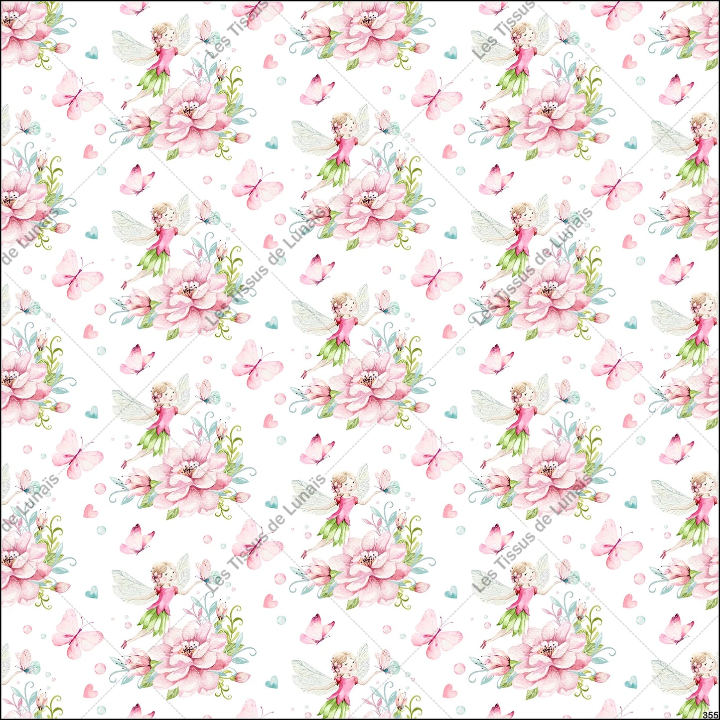 PANNEAU 355 enfant fée fleur - 9 matières - 7 dimensions - au choix - Idéal pour vos Créations Couture !