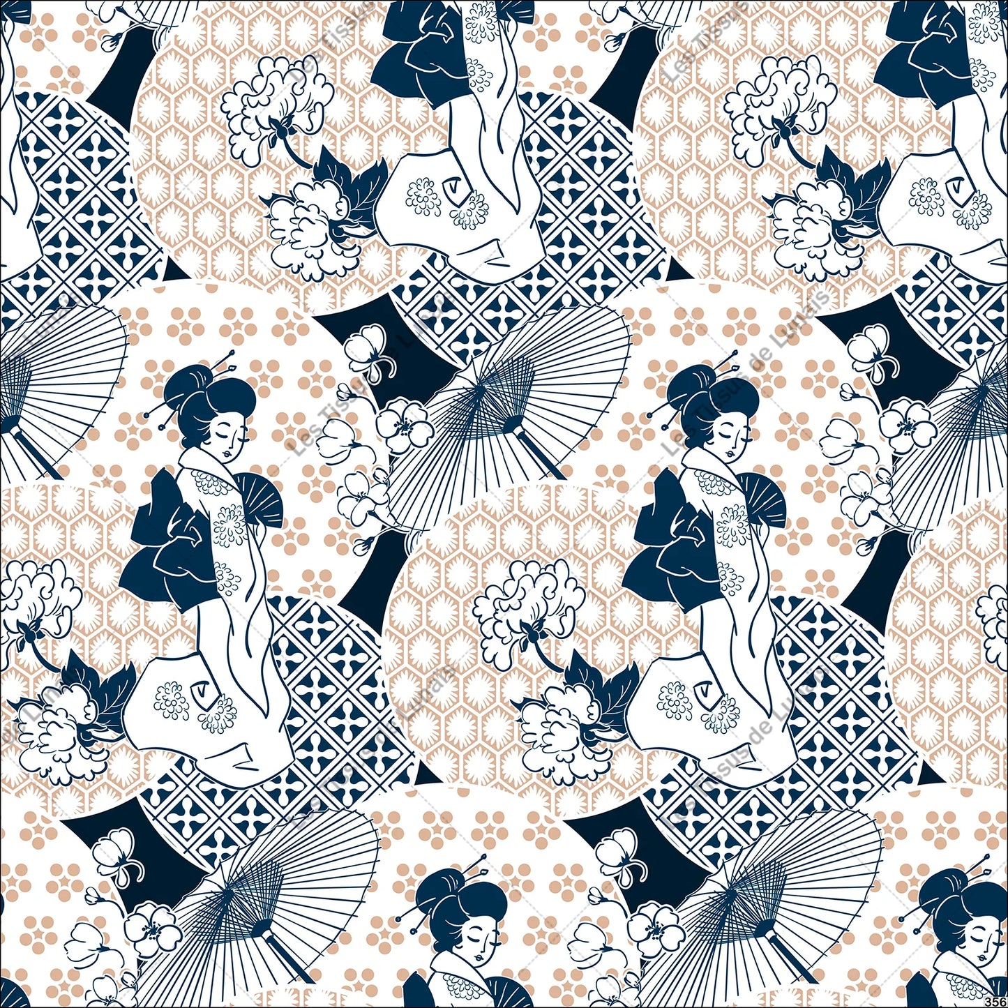 PANNEAU 356 femme geisha japonnaise - 9 matières - 7 dimensions - au choix - Idéal pour vos Créations Couture !