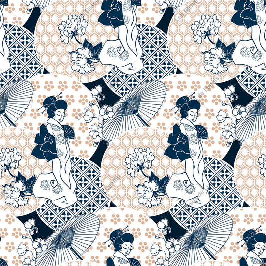 PANNEAU 356 femme geisha japonnaise - 9 matières - 7 dimensions - au choix - Idéal pour vos Créations Couture !