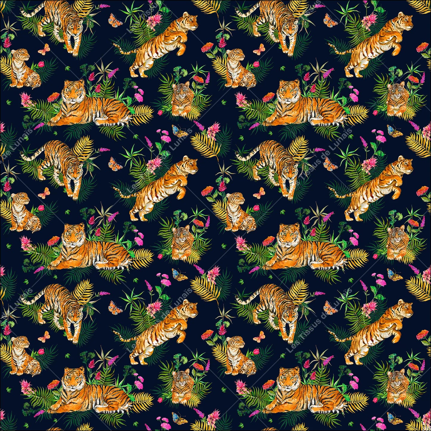 PANNEAU 365 animal tigre savane fleur - 9 matières - 7 dimensions - au choix - Idéal pour vos Créations Couture !