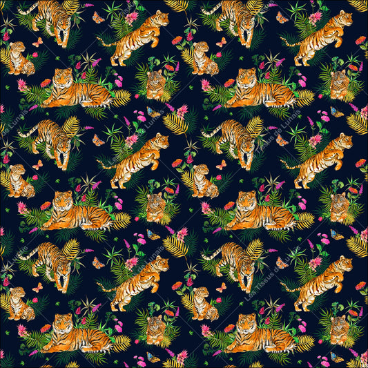 PANNEAU 365 animal tigre savane fleur - 9 matières - 7 dimensions - au choix - Idéal pour vos Créations Couture !