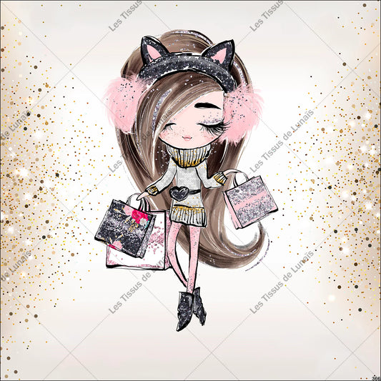 PANNEAU 366 fille mode girly poupée - 9 matières - 7 dimensions - au choix - Idéal pour vos Créations Couture !