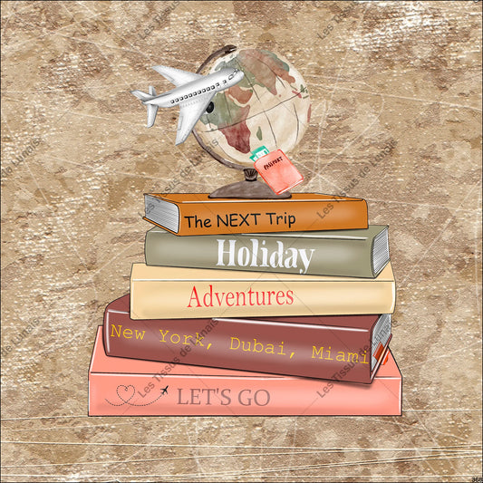 PANNEAU 368 voyage livre avion globe - 9 matières - 7 dimensions - au choix - Idéal pour vos Créations Couture !