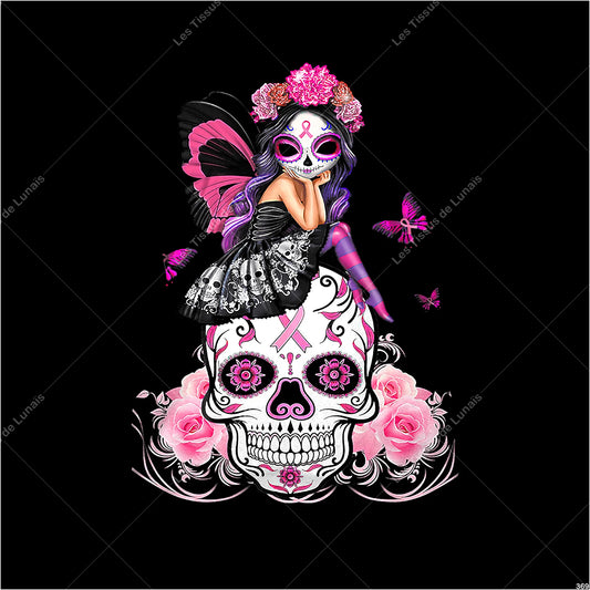 PANNEAU 369 tête de mort fille maquillage calavera - 9 matières - 7 dimensions - au choix - Idéal pour vos Créations Couture !