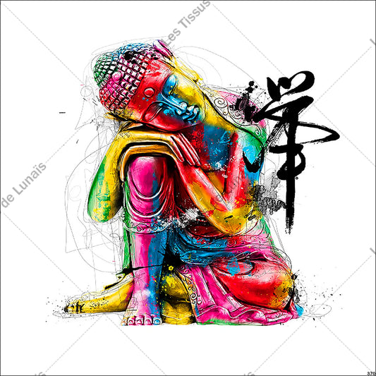 PANNEAU 370 bouddha zen spiritualité croyance - 9 matières - 7 dimensions - au choix - Idéal pour vos Créations Couture !