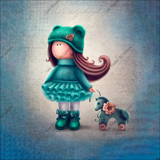 PANNEAU 374 petite fille migonne poupée - 9 matières - 7 dimensions - au choix - Idéal pour vos Créations Couture !