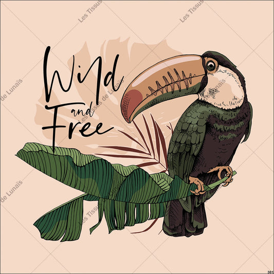 PANNEAU 381 toucan oiseau exotique fleur - 9 matières - 7 dimensions - au choix - Idéal pour vos Créations Couture !