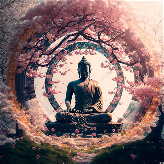 PANNEAU 386 bouddha zen spiritualité croyance - 9 matières - 7 dimensions - au choix - Idéal pour vos Créations Couture !