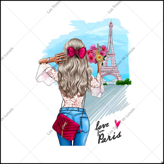 PANNEAU 38 femme mode girly Tour Eiffel - 9 matières - 7 dimensions - au choix - Idéal pour vos Créations Couture !