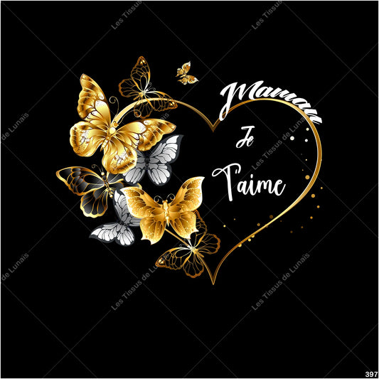 PANNEAU 397 maman love amour je t'aime - 9 matières - 7 dimensions - au choix - Idéal pour vos Créations Couture !
