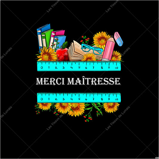 PANNEAU 408 école scolaire maîtresse métier passion - 9 matières - 7 dimensions - au choix - Idéal pour vos Créations Couture !