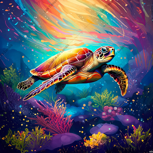 PANNEAU 433 tortue animal mer océan - 9 matières - 7 dimensions - au choix - Idéal pour vos Créations Couture !