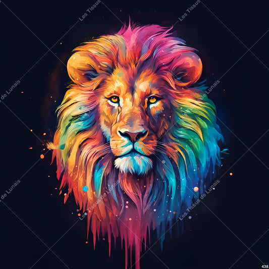 PANNEAU 438 lion coloré animal savane - 9 matières - 7 dimensions - au choix - Idéal pour vos Créations Couture !