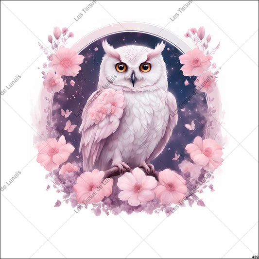 PANNEAU 439 hibou chouette fleur - 9 matières - 7 dimensions - au choix - Idéal pour vos Créations Couture !