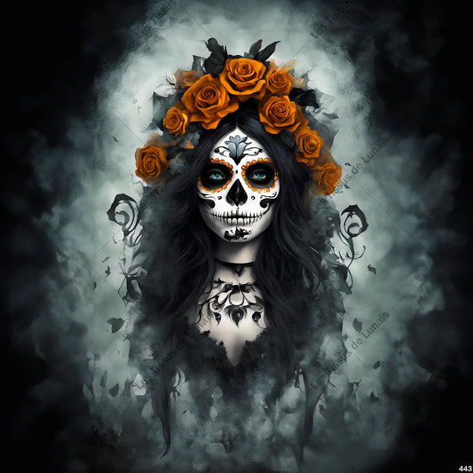PANNEAU 443 femme mode girly maquillage tête de mort calavera - 9 matières - 7 dimensions - au choix - Idéal pour vos Créations Couture !