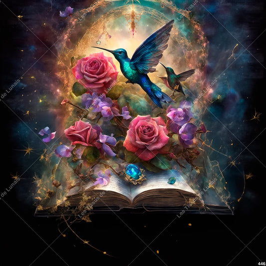PANNEAU 446 livre fleur oiseau - 9 matières - 7 dimensions - au choix - Idéal pour vos Créations Couture !