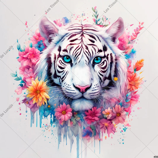 PANNEAU 450 tigre animal fleur - 9 matières - 7 dimensions - au choix - Idéal pour vos Créations Couture !