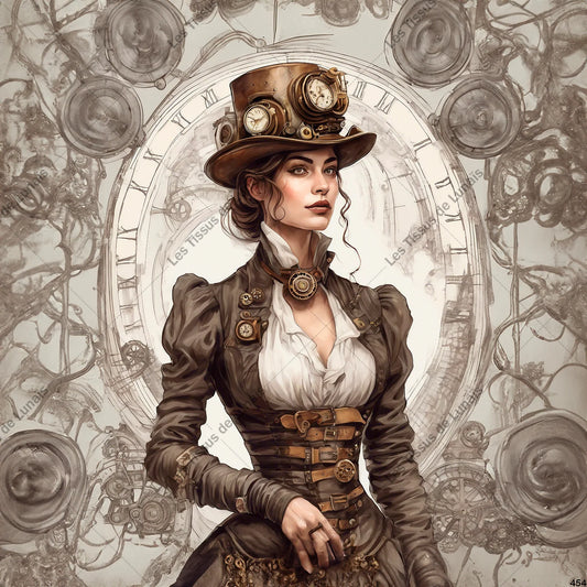 PANNEAU 454 femme mode steampunk - 9 matières - 7 dimensions - au choix - Idéal pour vos Créations Couture !