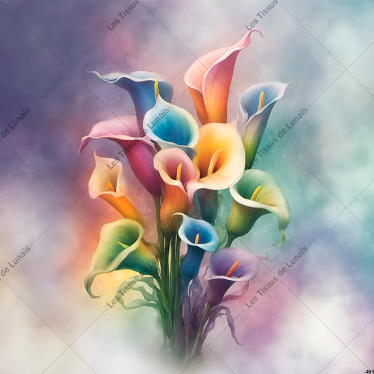 PANNEAU 491 fleur Arum Calla - 9 matières - 7 dimensions - au choix - Idéal pour vos Créations Couture !