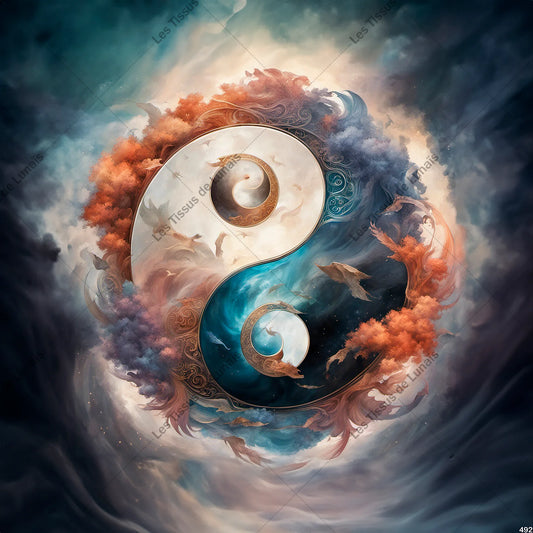 PANNEAU 492 Yin Yang équilibre force - 9 matières - 7 dimensions - au choix - Idéal pour vos Créations Couture !